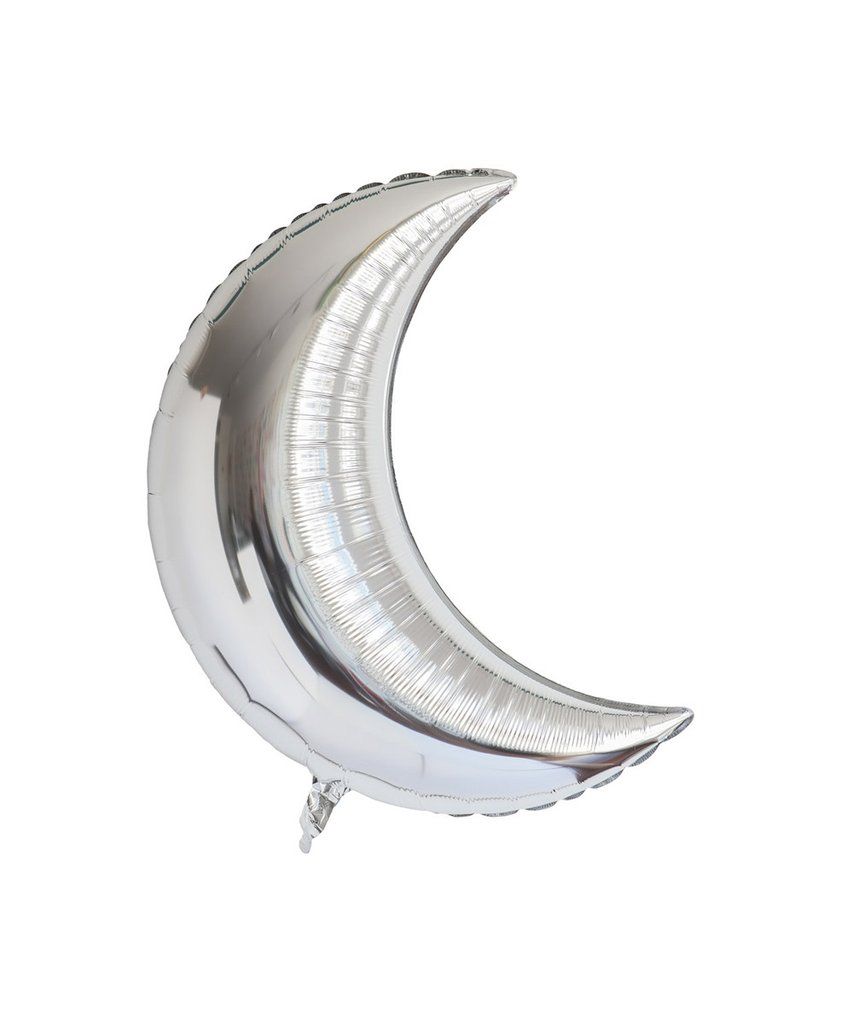 Crescent Silver Mylar Balloon