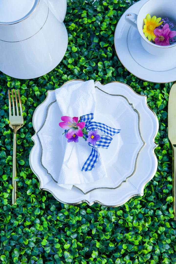 White Embossed Dinner Napkins