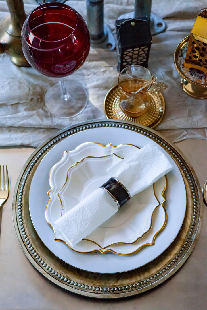 White Embossed Dinner Napkins