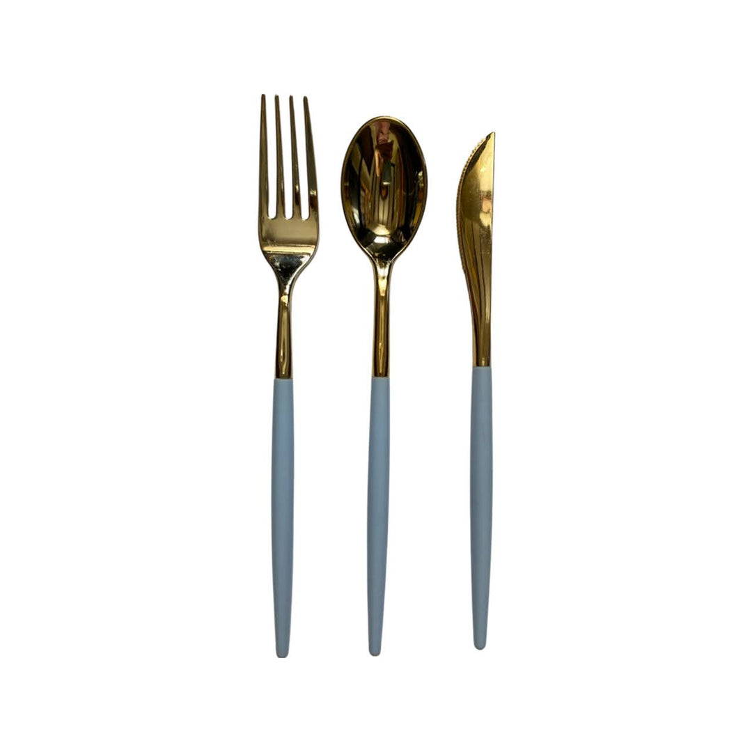 Sky Blue Cutlery Utensils (Set of 24)