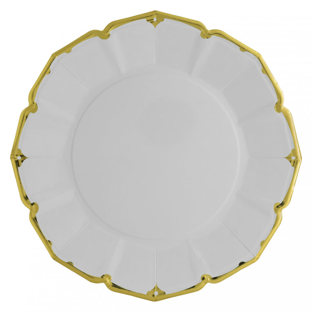 Gray Dinner Plates With Gold Border