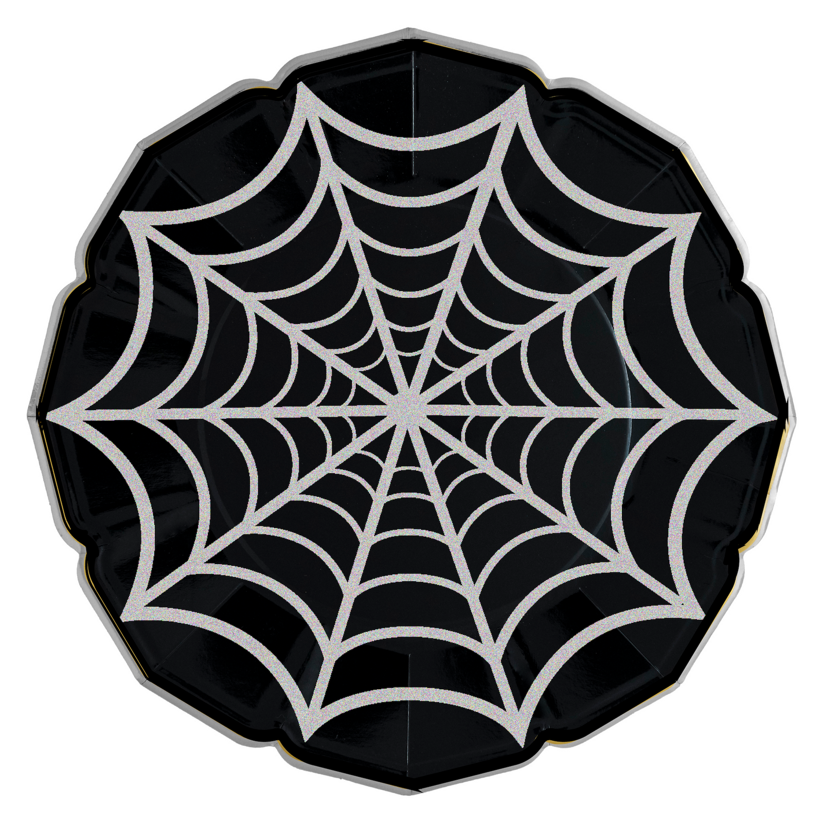 Black with Iridescent Web Design Dinner Plates