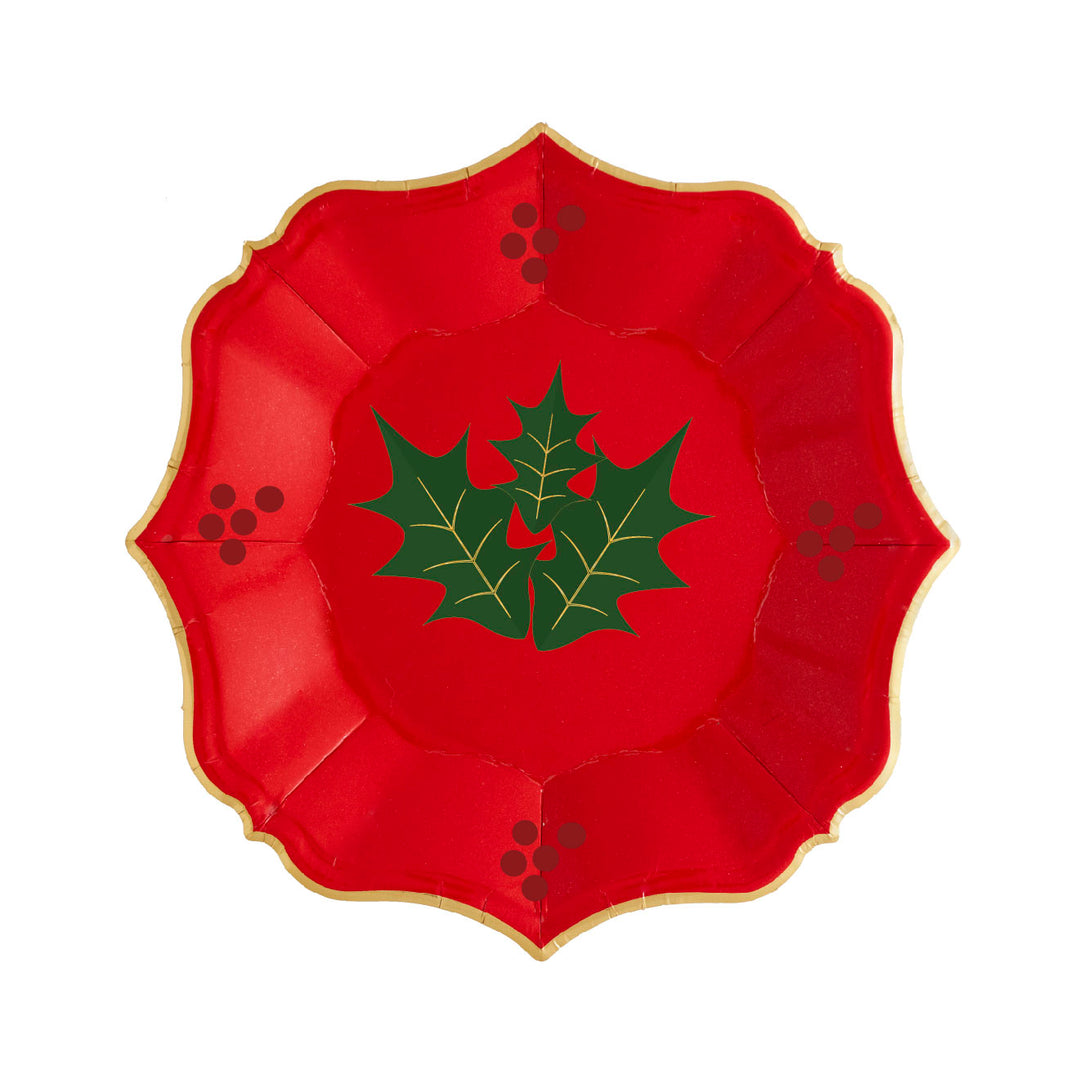 Red Christmas Dessert Plates