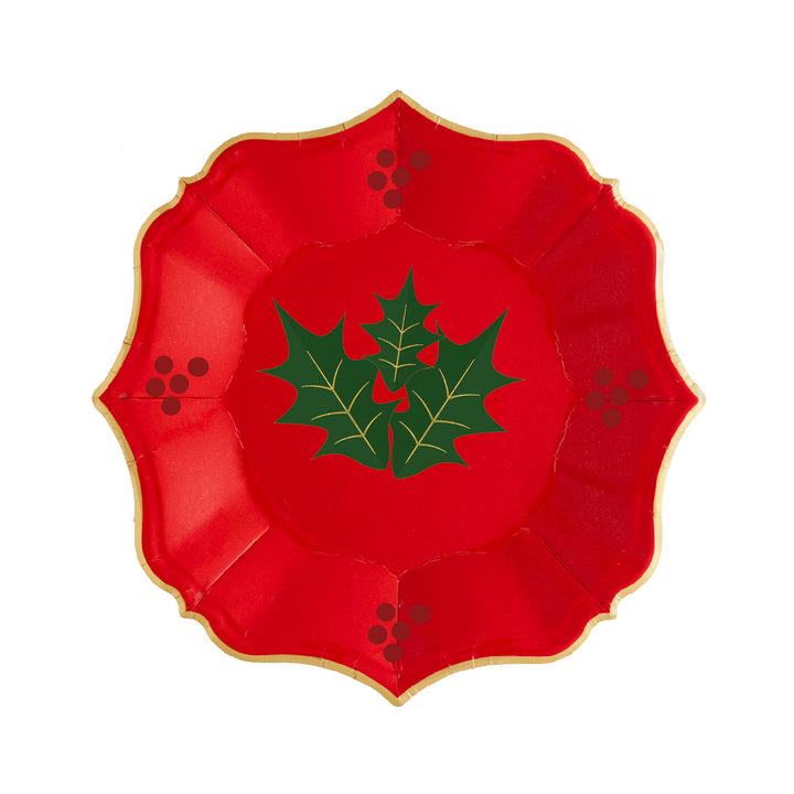 Red Christmas Dessert Plates