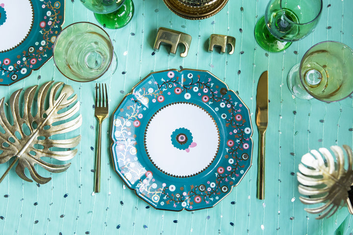 Shisha Floral Embroidery Dinner Plates