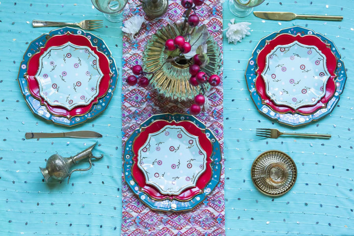 Shisha Floral Embroidery Dinner Plates