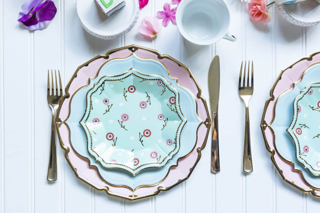 Shisha Floral Embroidery Dessert Plates