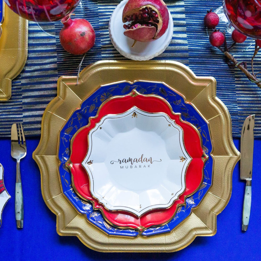 Elegant Red, White and Cobalt Blue Ramadan Dinner Party for 8