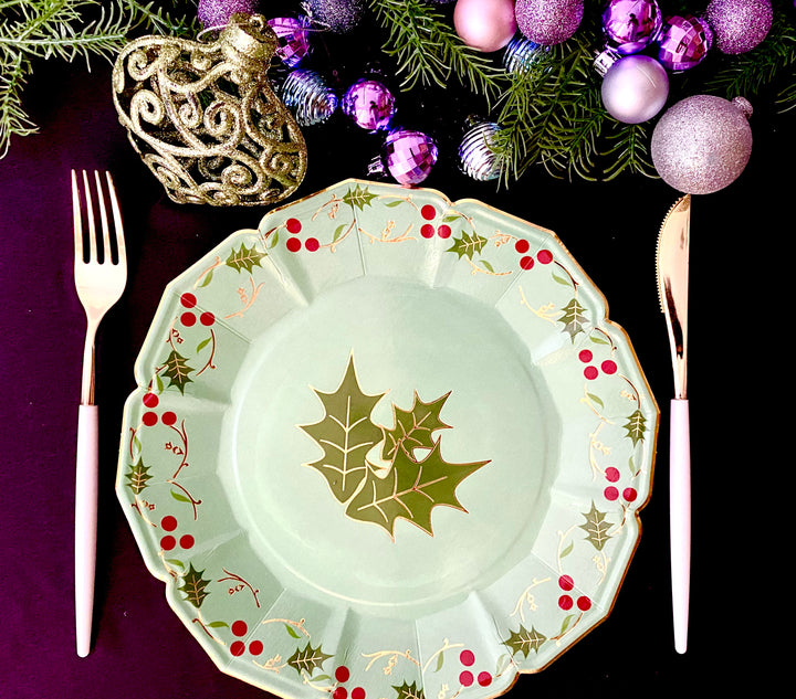 Sage Christmas Dinner Plates
