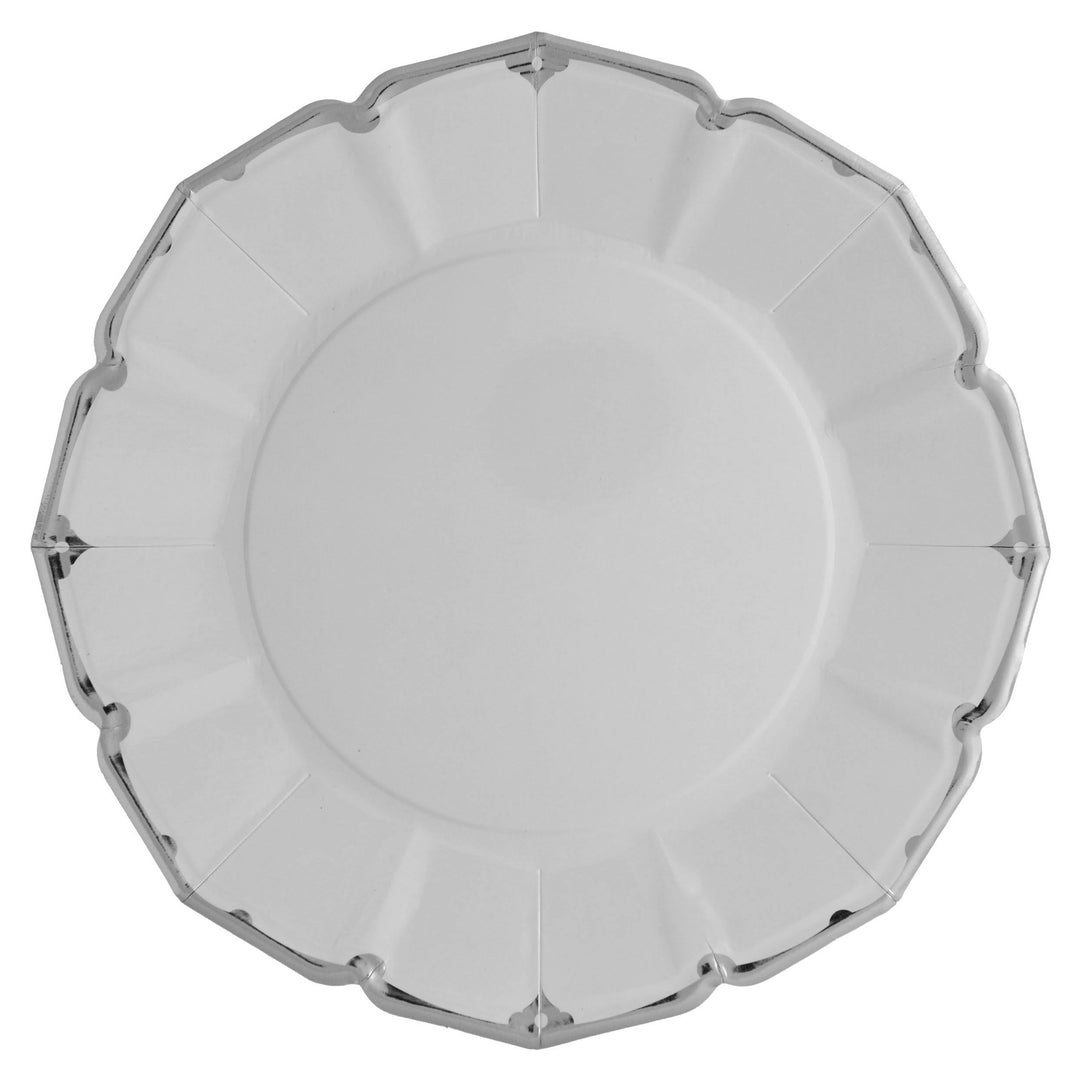 Gray Dinner Plates With Silver Border