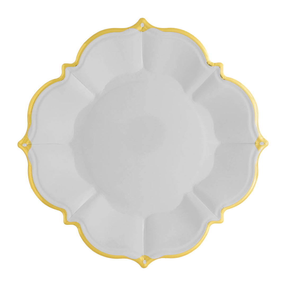 Gray Lunch Plates With Gold Border
