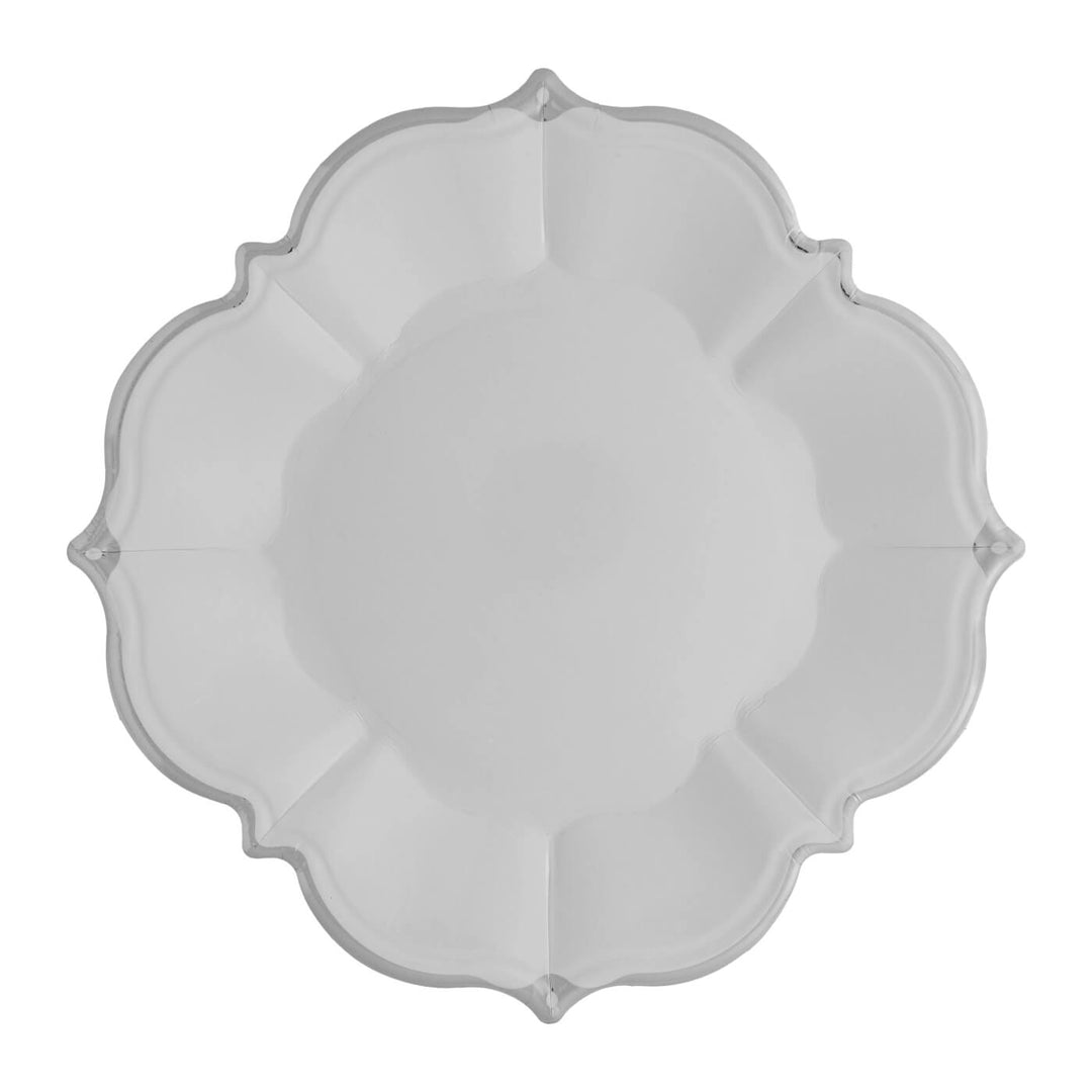 Gray Lunch Plates With Silver Border