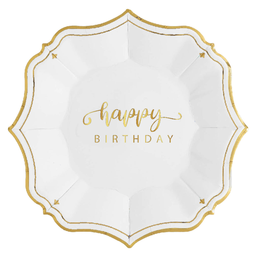 Happy Birthday White Dessert Plates