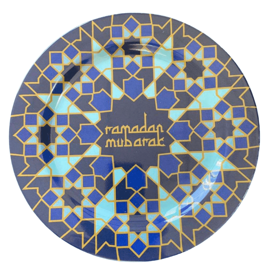 Ramadan Navy Geometric Melamine Dinner Plate Set